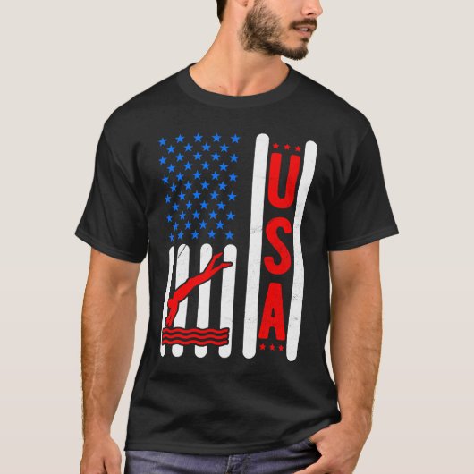American Flag Patriotic USA Männer Frauen schwimme T-Shirt (Vorderseite)