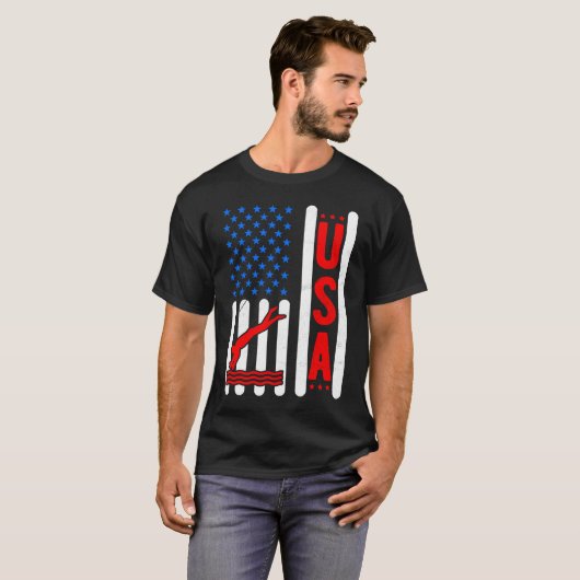 American Flag Patriotic USA Männer Frauen schwimme T-Shirt (Vorne ganz)