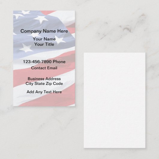 American Flag Patriotic Vertical Business Cards Visitenkarte (Vorne/Hinten)