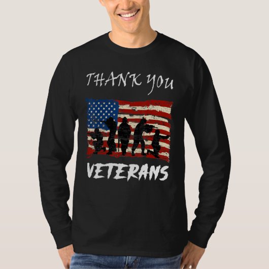 American Flag Patriotic Vielen Dank Veterans Proud T-Shirt (Vorderseite)