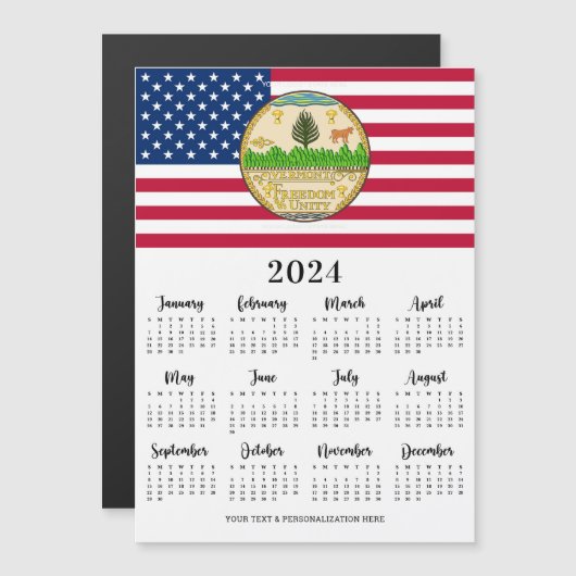 American Flag Patriotic Your Logo 2023 Kalender Magnetkarte (Vorne/Hinten)