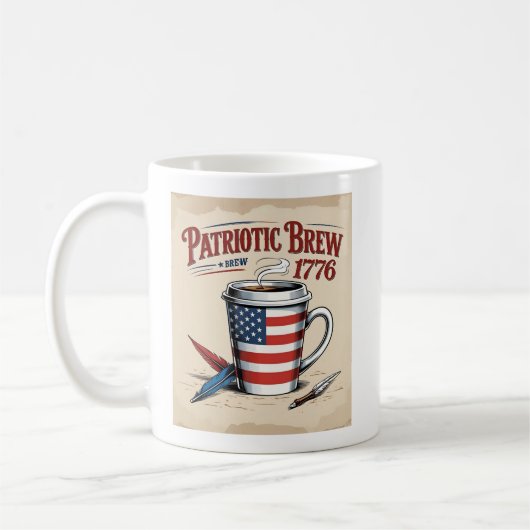 American Flag Pattern Coffee Cup - Patriotic Brew Kaffeetasse (Links)