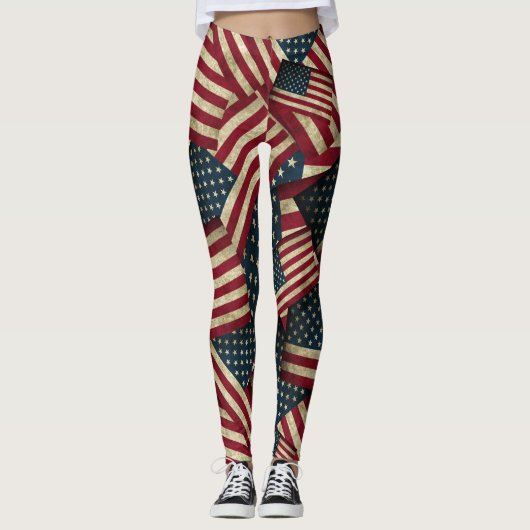 American Flag Pattern Patriotic Leggings (Vorderseite)