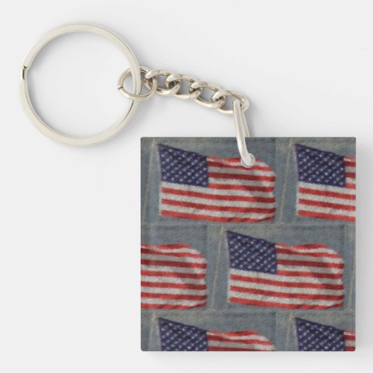 American Flag Pattern Red White Blue Schlüsselanhänger (Vorderseite)