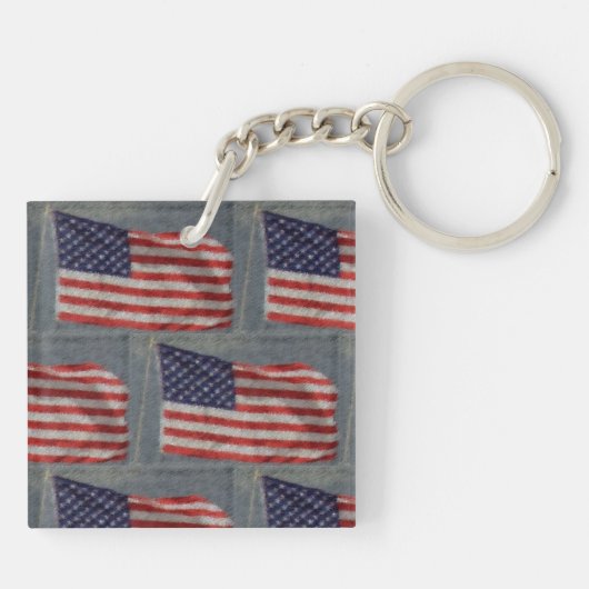 American Flag Pattern Red White Blue Schlüsselanhänger (Rückseite)