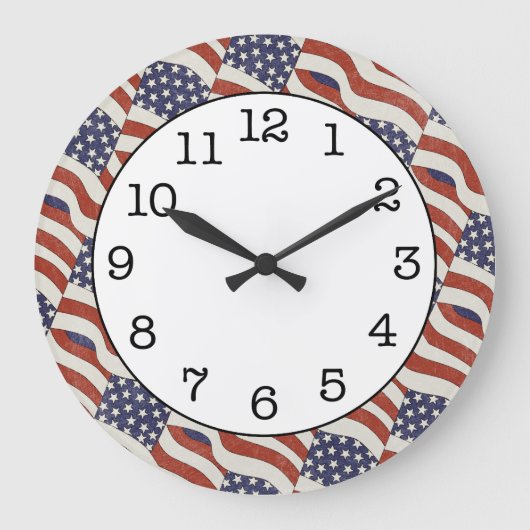 American Flag Pattern Round Wall Clock Große Wanduhr (Vorderseite)