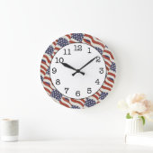 American Flag Pattern Round Wall Clock Große Wanduhr (Zuhause)