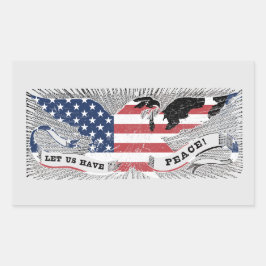 American Flag Peace Eagana Americana Patriotische  Rechteckiger Aufkleber