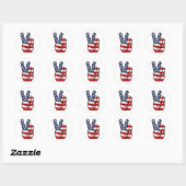 American Flag Peace Hand Runder Aufkleber (Blatt)