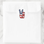 American Flag Peace Hand Runder Aufkleber (Tasche)