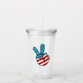 American Flag Peace Sign Acryltrinkbecher (Vorderseite)