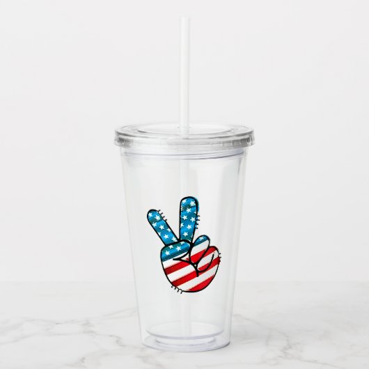 American Flag Peace Sign Acryltrinkbecher (Vorderseite)