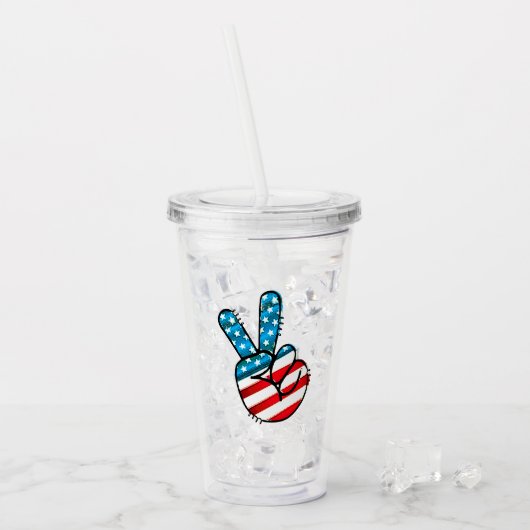 American Flag Peace Sign Acryltrinkbecher (Vorderseite Ice)