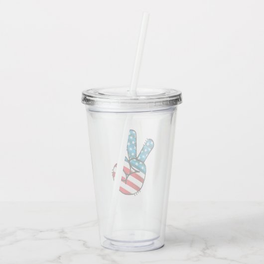 American Flag Peace Sign Acryltrinkbecher (Rückseite)