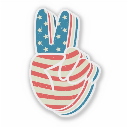 American Flag Peace Sign Hand 4. Juli Aufkleber (Vorderseite)