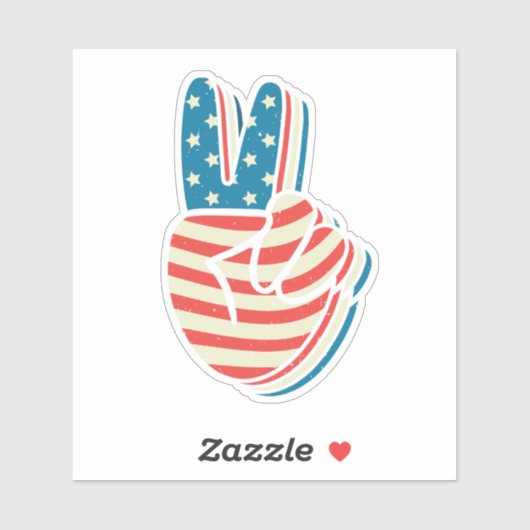 American Flag Peace Sign Hand 4. Juli Aufkleber (Blatt)