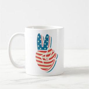 American Flag Peace Sign Hand 4. Juli Kaffeetasse