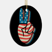 American Flag Peace Sign Hand 4. Juli Keramik Ornament (Rechts)