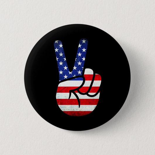 American Flag Peace Sign Hand 4. Juli Patrioti Button (Vorderseite)