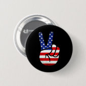 American Flag Peace Sign Hand 4. Juli Patrioti Button (Vorne & Hinten)