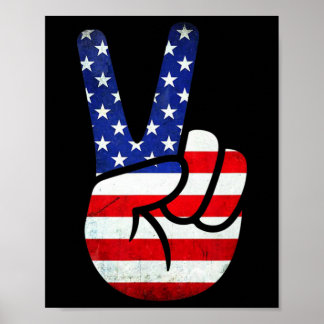 American Flag Peace Sign Hand 4. Juli Patrioti Poster