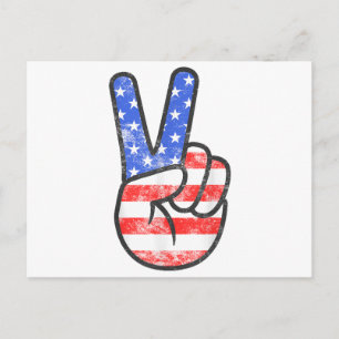 American Flag Peace Sign Hand T - Shirt Vierte Ju Feiertagspostkarte