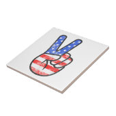 American Flag Peace Sign Hand T - Shirt Vierte Ju Fliese (Seite)