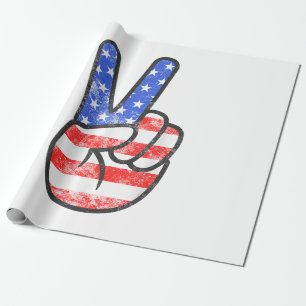 American Flag Peace Sign Hand T - Shirt Vierte Ju Geschenkpapier