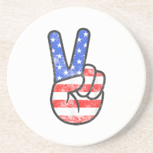American Flag Peace Sign Hand T - Shirt Vierte Ju Getränkeuntersetzer