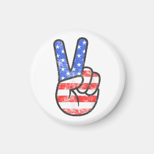 American Flag Peace Sign Hand T - Shirt Vierte Ju Magnet