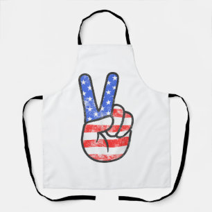 American Flag Peace Sign Hand T - Shirt Vierte Ju Schürze