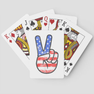 American Flag Peace Sign Hand T - Shirt Vierte Ju Spielkarten