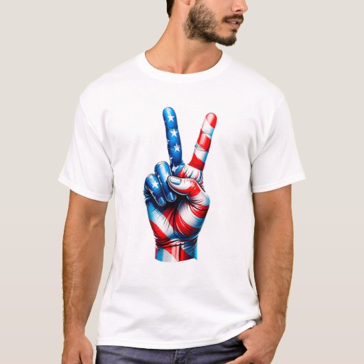 American Flag Peace Sign USA Patriotic T-Shirt (Vorderseite)