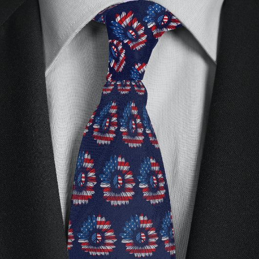 American Flag Peace Sunflower Krawatte