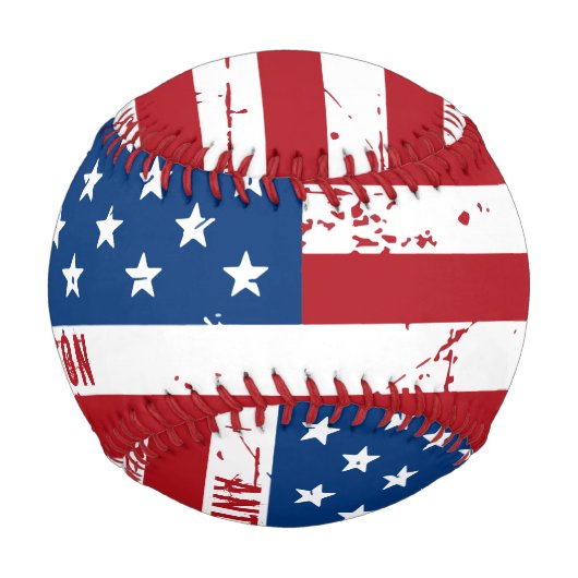 American Flag Personalisieren Patriotic Red White  Baseball (Vorderseite)