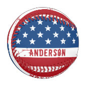 American Flag Personalisieren Patriotic Red White  Baseball (Vorderseite Links)
