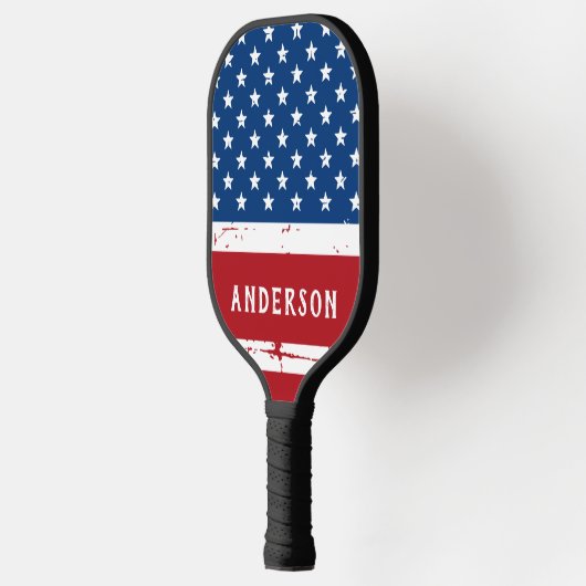 American Flag Personalisiert Stars Streifen Patrio Pickleball Schläger (Links)