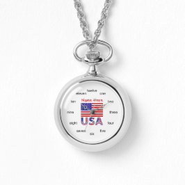 American Flag Personalisiert Word Numbers Necklace Armbanduhr