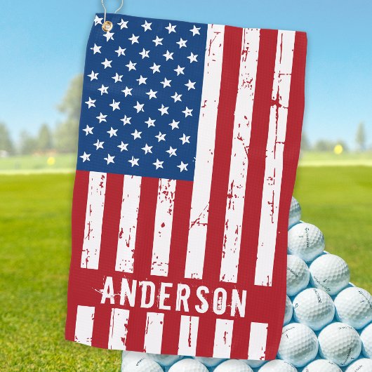 American Flag Personalisierte Patriotic Stars Stre Golfhandtuch