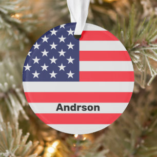 American Flag Personalisierte Patriotic Stars Stre Ornament