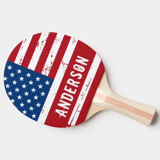American Flag Personalisierte Patriotic Stars Stre Tischtennis Schläger (Seitenansicht)