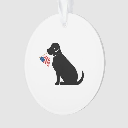 American Flag Pet Memorial Liebe des Black Lab Ornament (Vorderseite)