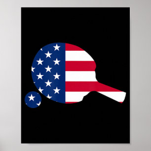 American Flag Ping Pong Tischtennis Player Equipm Poster