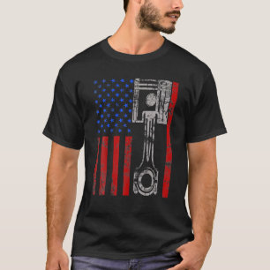 American Flag Pistole Muscle Car Patriotic Vintag T-Shirt