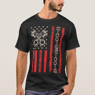 American Flag Pistole Muscle for Patriotic Mechani T-Shirt