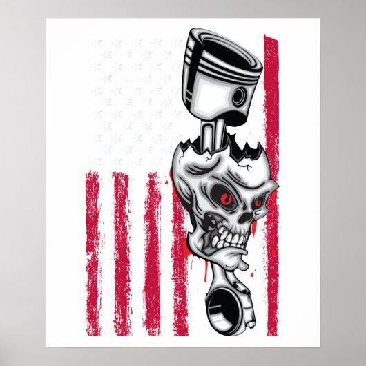 American Flag Piston Muscle Car 5 Poster (Vorne)