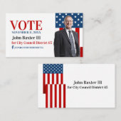 American Flag Political Office Business Card Visitenkarte (Vorne/Hinten)