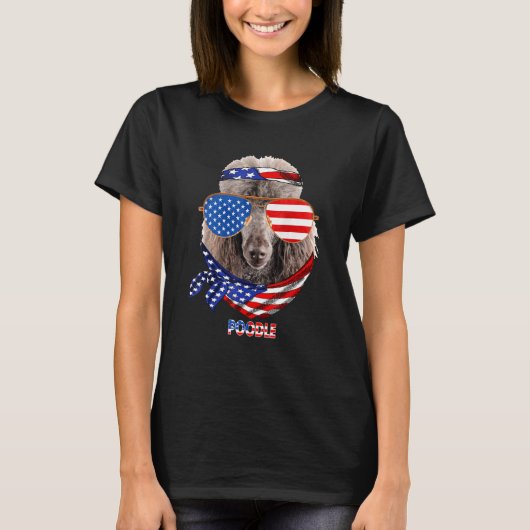 American Flag Poodle Dog T-Shirt (Vorderseite)