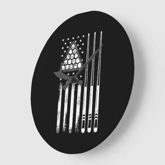 American Flag Pool Player Große Wanduhr (Winkel)