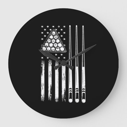 American Flag Pool Player Große Wanduhr (Vorderseite)